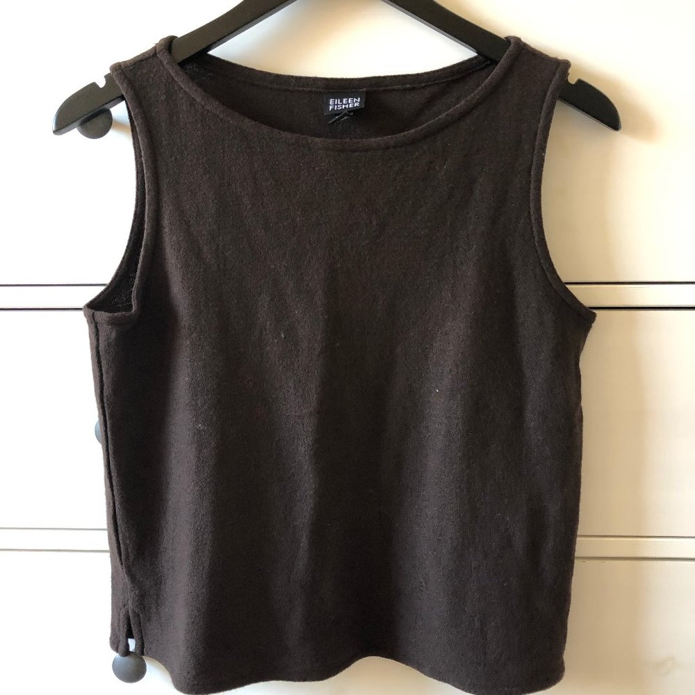 Eileen Fisher Wool Brown Sleeveless Sweater Shell